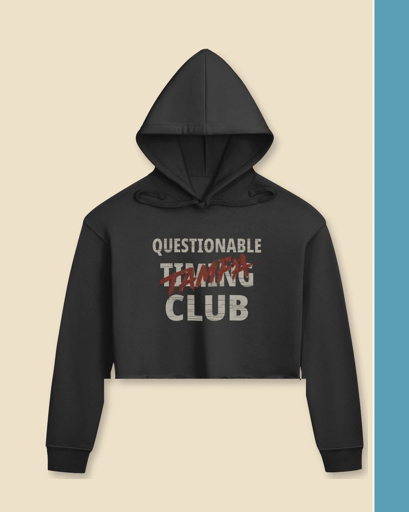 Wrong Climate Cropped Hoodie, Black, front view