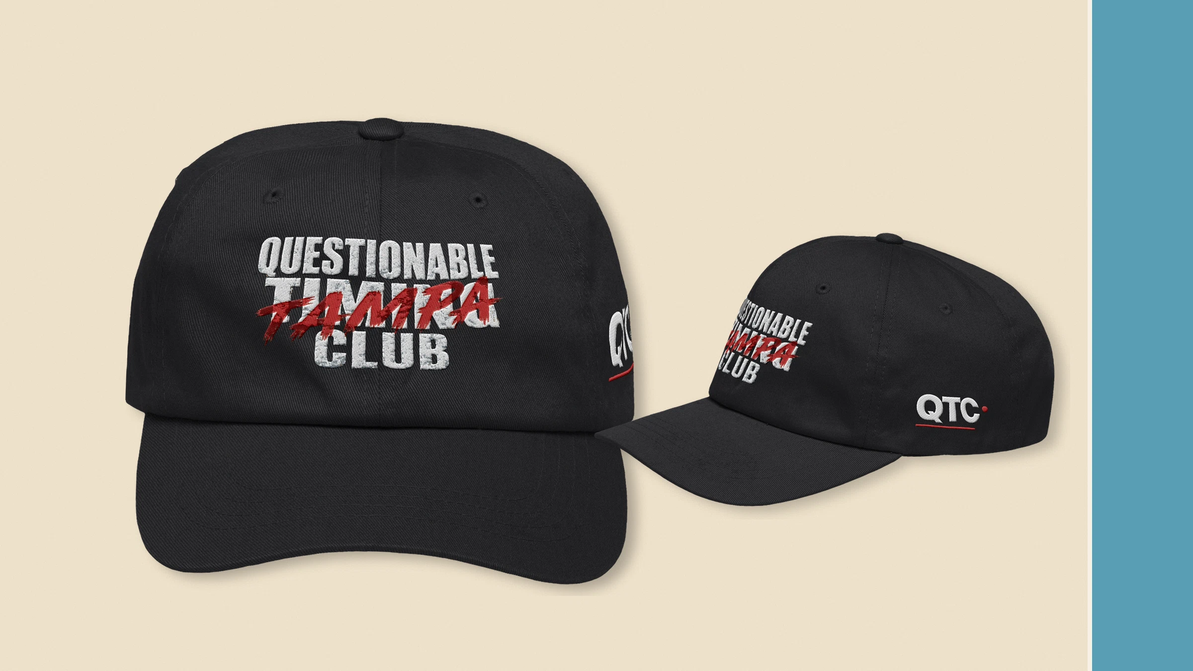 Tampa Club Dad Hat, Black, editorial front and back view