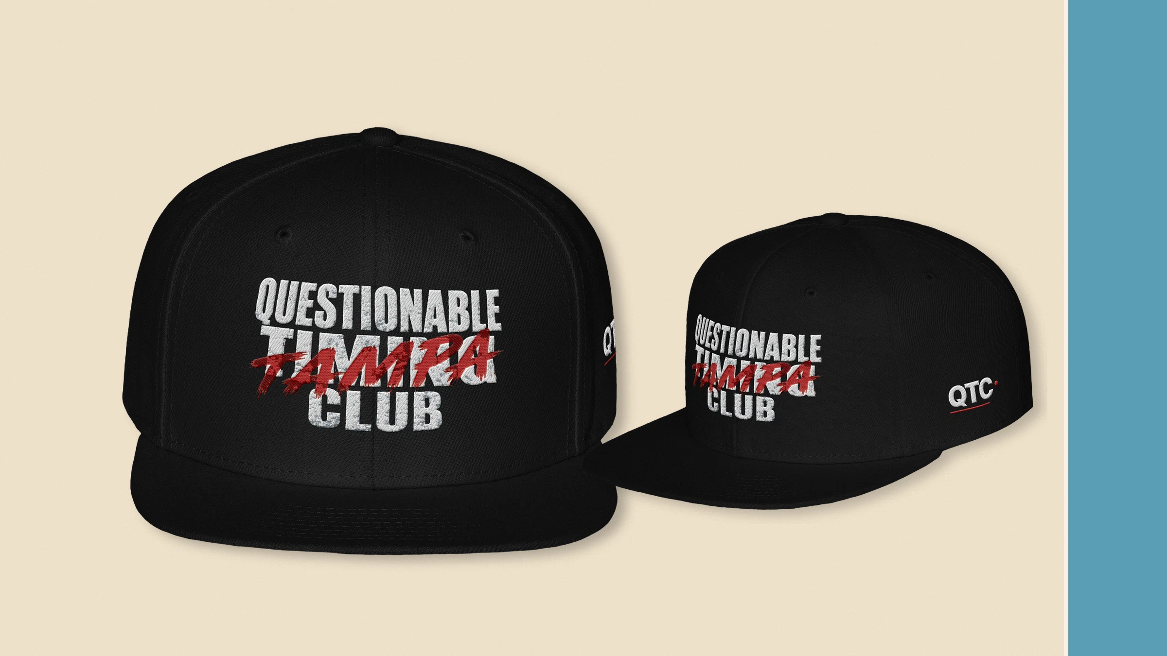 Questionable Tampa Club Snapback, Black, editorial front and back view
